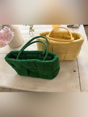 Plush Shearling Tote in Soft Yellow